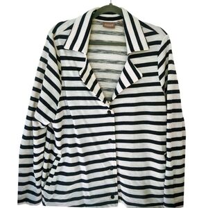 Chicos Coastal Striped Knit Blazer Jacket Womens XL Chicos 3 Fisherman